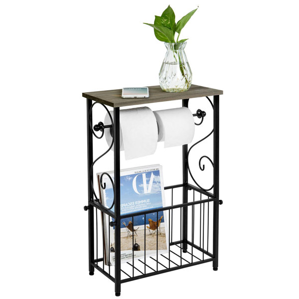 MyGift Freestanding Toilet Paper Holder with Desk and Magazine Holder Wayfair